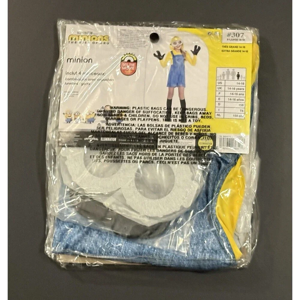 Minions The Rise of Gru Kid's Minion Costume Cosplay Size Youth XL (14-16)